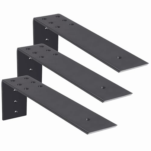 WEKIS 10 Inch L Shape Heavy Duty Countertop Support Brackets 3 Pack - Hidden Steel Shelving Hardware for Granite and Quartz Countertops