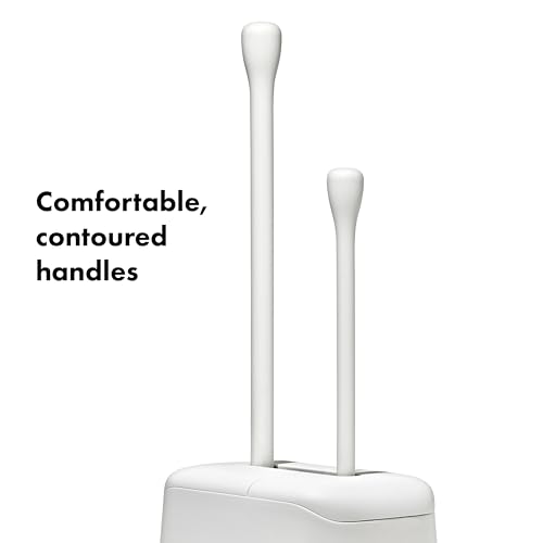 OXO Good Grips Toilet Brush & Plunger Set - White Bathroom Essential