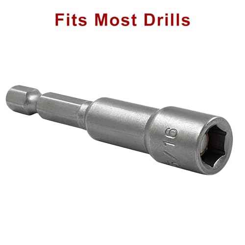 10 Pcs 5/16 Inch/ 8mm Hex Nut Driver Magnetic Extension Socket Drill Bit Holder, Quick-Change Power Nut Driver Bit Set Hex Shank Drill Bit Holder for Electric Drill
