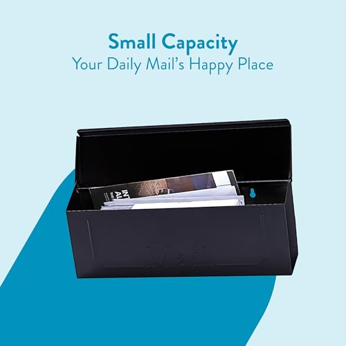 Galvanized Steel Wall-Mount Mailbox Black Small Townhouse Style