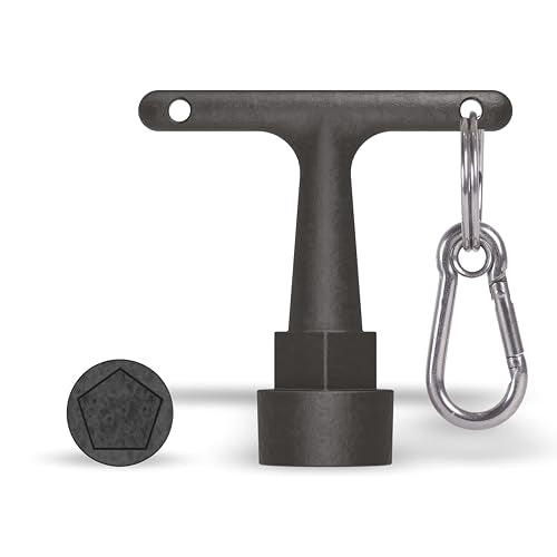 JUMBO Curb Box Key Wrench, Water Valve Shut Off Tool, T-Handle Pentagon Socket with Anti-Loss Keychain