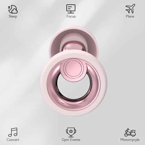 Ear Plugs for Sleeping Noise Cancelling - Reusable Silicone Earplugs for Concert, Motorcycle, Sports and Festivals, 30dB Noise Reduction, Washable Hearing Protection - Pink