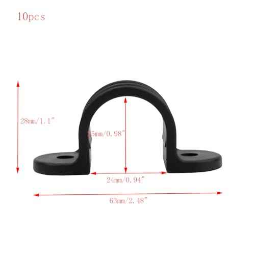 10pcs 1 Inch PVC Pipe Straps U Shape Plastic Conduit Pipe Strap Clamps 2 Holes Pipe Clips Black Conduit Clips for Water Pipe Tube Cables (25mm)
