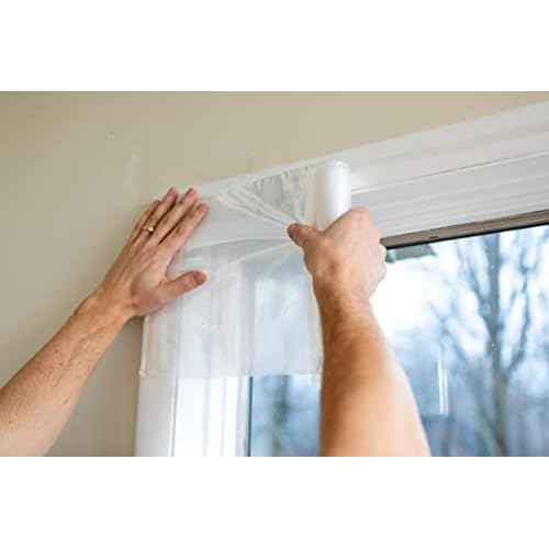 Duck Brand Window Insulation Kit - Winter Seal Kit Fits up to 10 Windows - Rolled Shrink Film Cuts to Size for Easy Indoor Installation - Tape Included - 62 In. by 420 In.- Clear