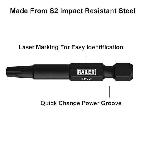 Railer Double Square 8 Point Star Bit Set, 5pc S2 Steel 2 Inch 8 Spline Fastener Drive Bit Set with Storage Bit Holder