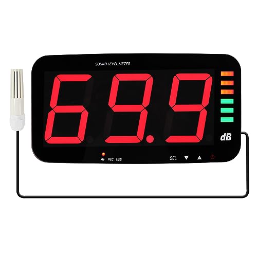 DANOPLUS 13-Inch Decibel Meter with 16.4 ft Sensor, Wall Mount • Data Logger & Alarm
