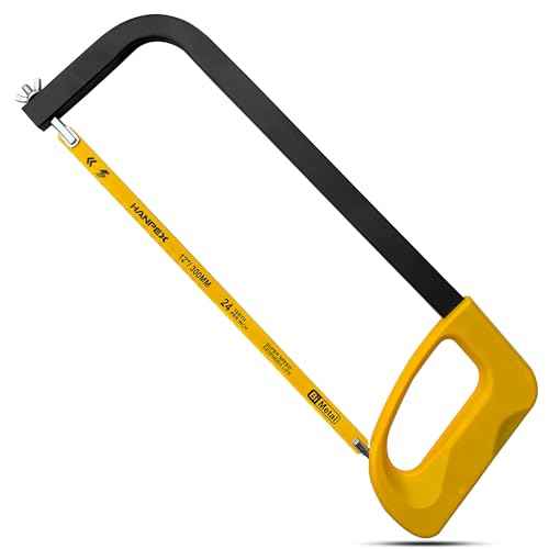 12in. High-Tension Hacksaw Frame with 24 TPI Bi-metal Blade, Hand Saw Suitable for Metal, wood, PVC, Carpentry