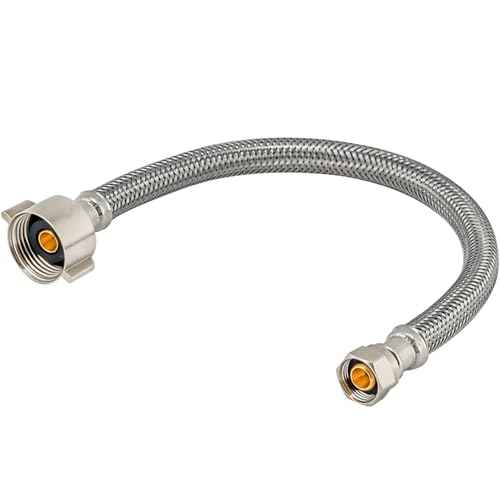 Eastman 12 Inch Flexible Toilet Connector, 7/8 Inch Ballcock x 3/8 Inch Compression, Stainless Steel Braided Hose, 48088