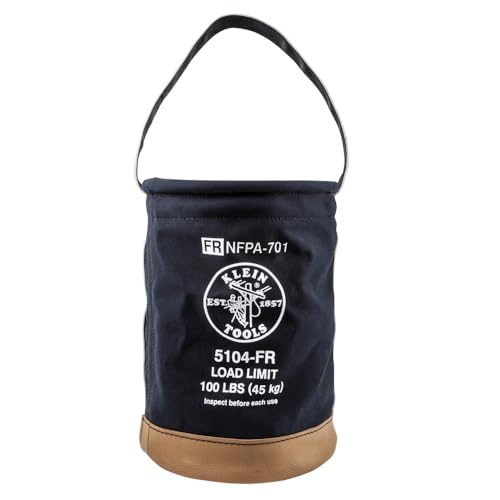 Klein Tools 5104FR Flame-Resistant No. 4 Canvas Tool Bucket – One Size