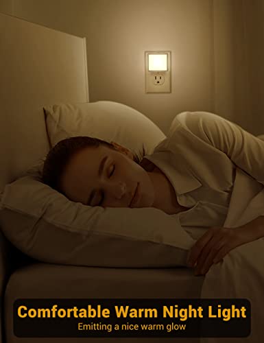 JandCase Warm White 2-Pack Plug-in Night Lights Dusk-to-Dawn Sensor