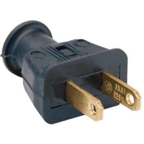Pass & Seymour 183BKCC20 15A Black Two-Wire Residential Plug - Good for Light Duty