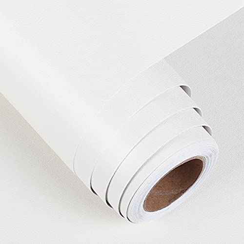 FunStick Thick White Wallpaper Peel and Stick White Contact Paper for Cabinets Countertops Desk Kids Classroom Waterproof Removable Wall Paper Renter Friendly Wallpaper for Bedroom Walls 15.8"x78.8"