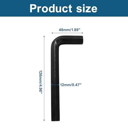Biaungdo 2 Pcs Black 12mm Hex Key Wrench, Small Allen key Wrench, L Shaped Hexagon Hex Key Spanner Set Hexagon Head Replacement Repairing Tool for Repairing Bike, Furniture