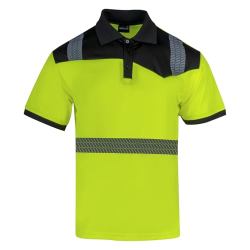 Hi Vis Polo Safety Shirts 2 Pack Class 3 Reflective High Visibility Work Construction Shirts for Men