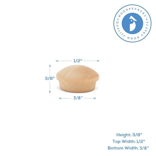 Wood Hole Plugs 3/8 inch Pack of 100 Maple Button Top Wood Plugs for Screw Holes