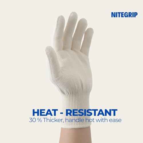 Heat-Resistant Cotton String Knit Work Gloves (2 Pairs, Large) ? Reusable BBQ & Safety Glove Liners Hand Saver