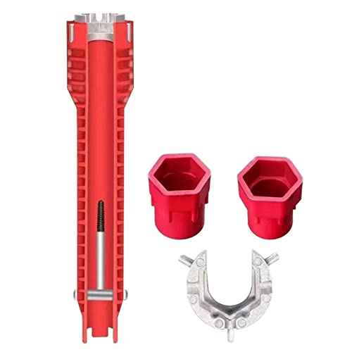 8 in 1 Faucet and Sink Wrench,Multi-Purpose Wrench Plumbing Tool Basin Spanner? for Toilet Bowl/Sink/Bathroom/Kitchen Plumbing and More Repair Hand Tools(COLOR:red)