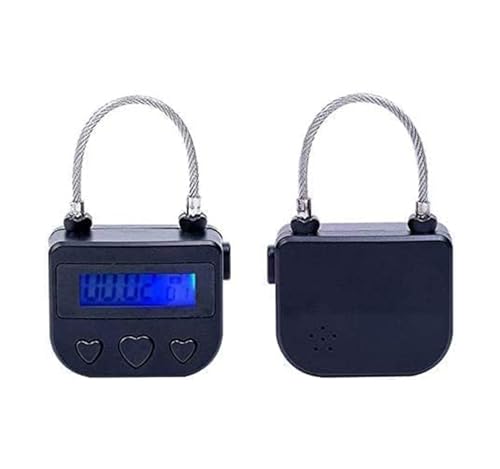 GONRIDASH Black Electronic Time Padlock 99H Max Timer LCD Rechargeable