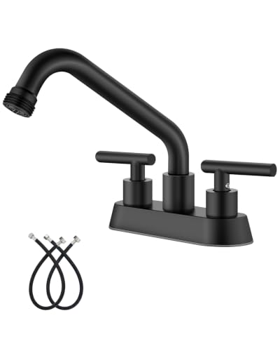 Aolemi Matte Black Laundry Sink Faucet 3/4" NPT Threaded Spout, 360° Swivel, Dual Handle