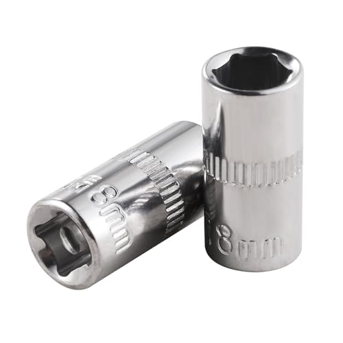 [12pcs] Durable 8mm Socket, 1/4 socket set,Shallow Socket 1/4 Inch Drive 8mm 6 Point, CORROSION RESISTANCE