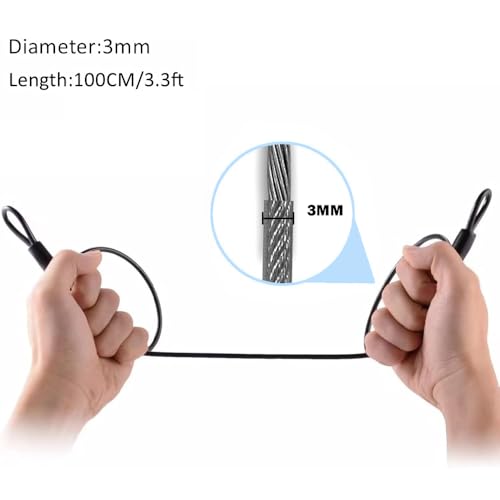GOMRQING 3.3ft Outdoor Security Cable Lock 2 Pack - Braided Steel Luggage & Bike Lock