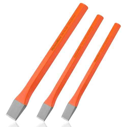 ValueMax 3-Piece Heavy Duty Cold Chisel Set, 3/8-Inch, 1/2-Inch & 5/8-Inch Metal Chisel Set, Premium Cr-V Steel, for Carpentry, Metalwork, Woodwork & Masonry Work