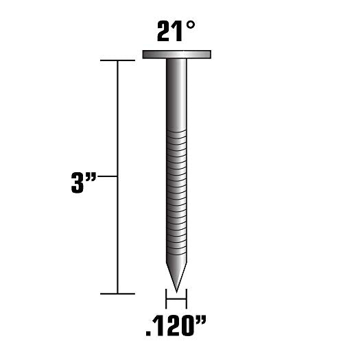 Metabo HPT 3 Inch Ring Shank Full Round Head Framing Nails 21° - No Size - Galvanized, 1,000 Count