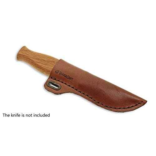 BeaverCraft Knife Leather Sheath SH1 6" x 2.4" - Genuine Leather Case for Fixed Blade Knives - Brown Knife Sheath - Knives Holster Fits up to 3.5"
