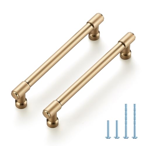 JOY DECOR 5 Inch Champagne Bronze Cabinet Handles 10 Pack - Modern Pulls with 5-In Center