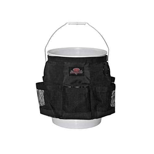 Bucket Boss Auto Boss Wash Boss Organizer for a 5 Gallon Bucket, with Fast-Drying, Exterior Mesh Pockets for Car Supplies, Allowing for Soap and Water in the Bucket, in Black, AB30060