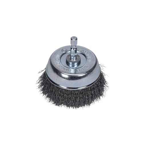 Century Drill & Tool 76223 Fine Crimped Cup Wire Brush, 2-3/4" ? Removes Rust, Paint, Weld Spatter, Cleans Pipes & Fittings, Heat-Treated Steel, Quick-Change Shank