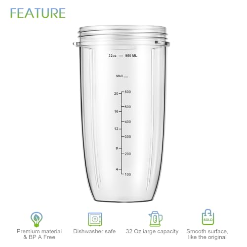 32oz NutriBullet Blender Cup & Extractor Blade Replacement Parts – 4-Piece Set