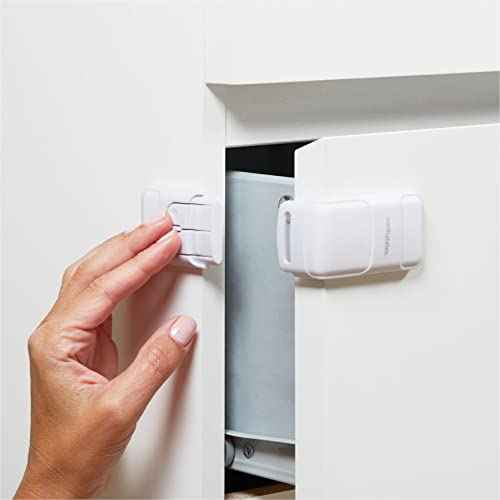 Toddleroo by North States - Corner Drawer Locks for Baby Proofing: Child Proof Drawer Locks - 2 Pack - White