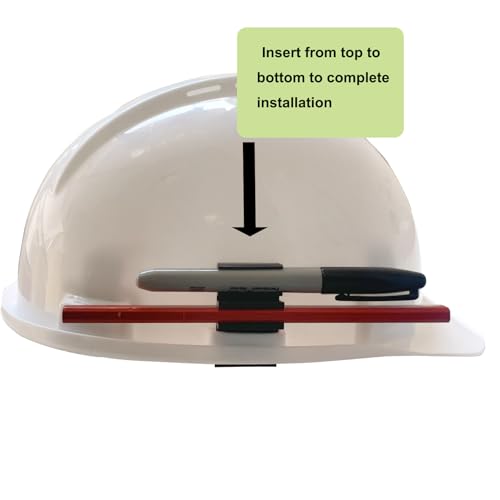 Hard Hat Accessory Clip - Injection-Molded PETG Pencil & Marker Holder, Elastic Slot Fits Milwaukee Markers, Heat-Resistant