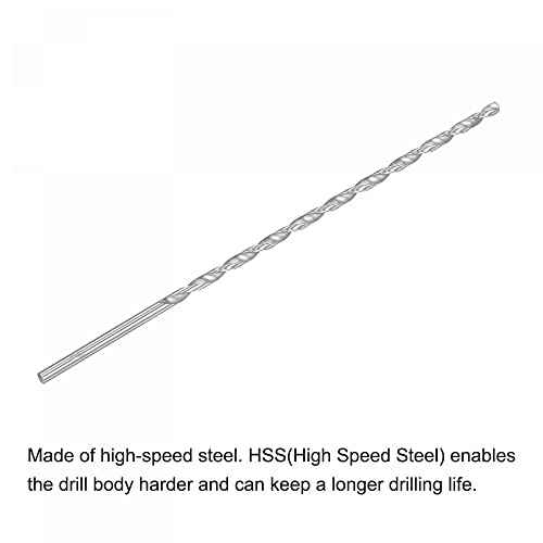 uxcell HSS(High Speed Steel) Extra Long Twist Drill Bits, 5mm Drill Diameter 300mm Length for Hardened Metal Woodwork Plastic Aluminum Alloy 2 Pcs