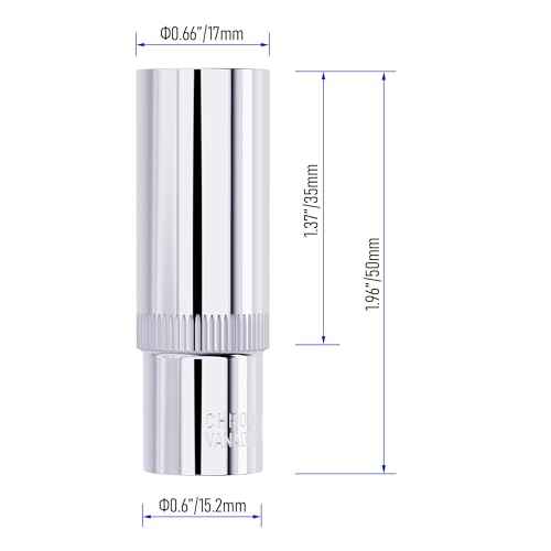 2PCS 12mm Deep Socket, 1/4 Inch Drive, 6-Point, Metric, Heat Treated CR-V Steel Sockets, Full Polishing, 2 Inch Length