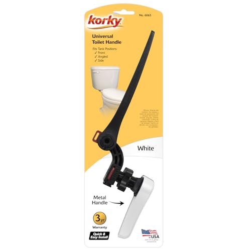 Korky Metal Toilet Flush Handle & Lever - White, Model 6065, Fits Most Toilets