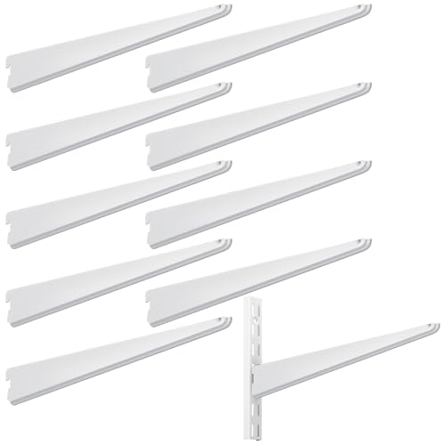 Yalikop 10 Pack Adjustable Shelf Brackets 11.5 Inch White Heavy Duty Wire Shelving