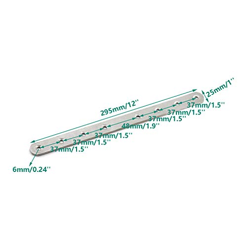 Ulifestar 300x25x4mm Stainless Steel Flat Mending Plate for Wood Repair - Pack of 4