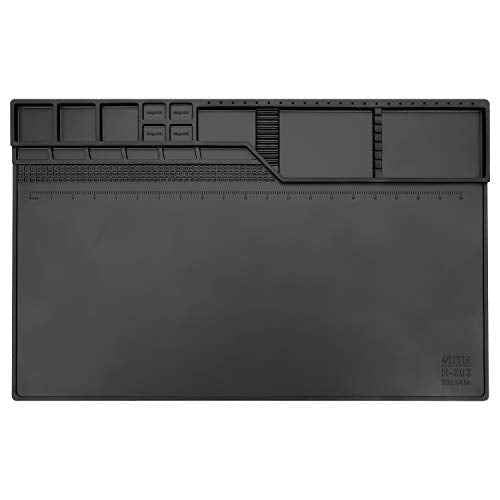 HengTianMei-203 Black Magnetic Repair Work Mat Heat Resistant Large Silicone Soldering Mat Expand Work Area for Soldering, Electronics, Computer Repair Etc