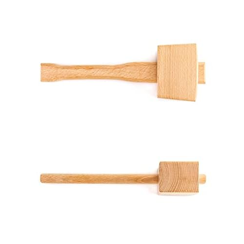 QWORK Wooden Mallet, 9.5" Manual Ice Hammer Mallet Beech Solid Carpenter Wood Hammer Woodworking Hand Tool
