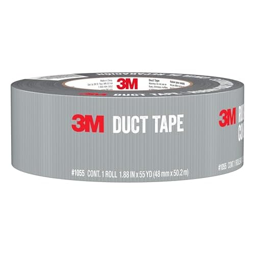 3M Basic Duct Tape, 1.88 in x 55 yd, 1 Roll, Hand Tear Silver Duct Tapes for Temporary Repairs, Indoor Use, Great for Bundle, Patch, Protect & Repair (1055)