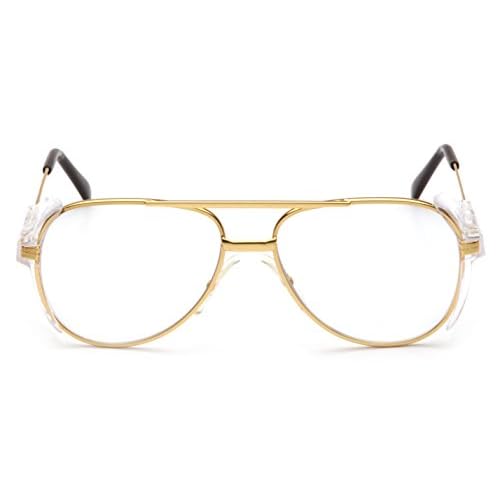 Pyramex Pathfinder Aviator Safety Glasses with Gold Frame and Clear Lens