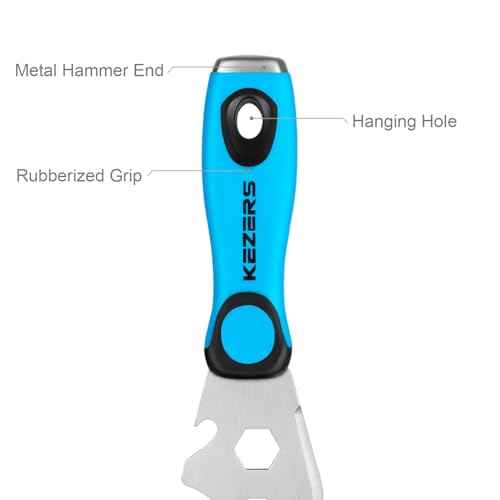 KEZERS 13-In-1 Painter¡¯s Tool, 3" Stainless Steel Putty Knife Scraper, Paint Scraper Tool for Painting & Wood with Metal Hammer End, Multi-Use Drywall Paint Stripper Tool for Scraping Paint & Caulk