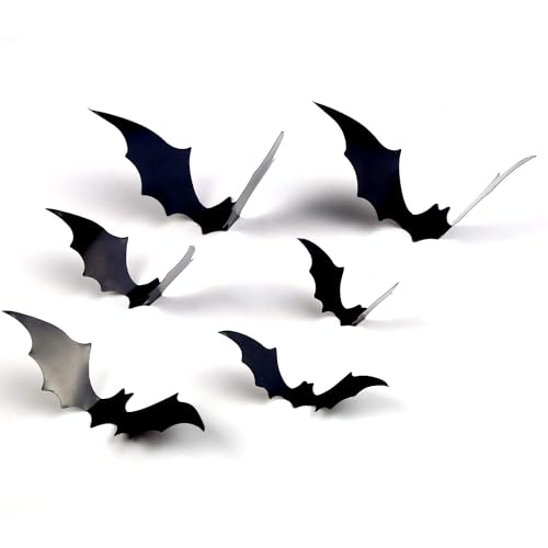 120 Pcs Halloween 3D Bat Wall Decals Waterproof Black Spider Decorations