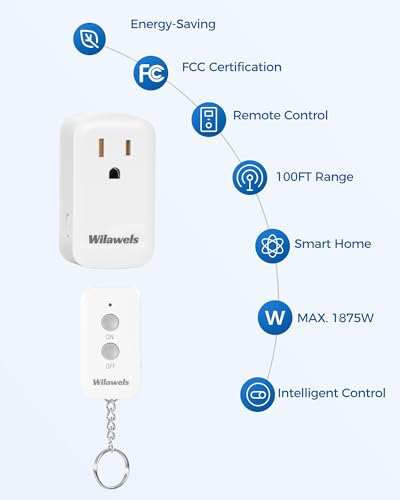 WILAWELS White Wireless Remote Control Outlet Plug - 1 Remote + 1 Socket