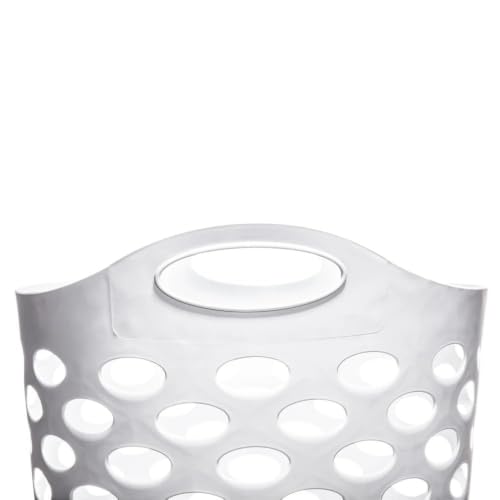 Tall Flex Laundry Basket with Handles – White Plastic Hamper 17.75 x 17.25 x 26 in