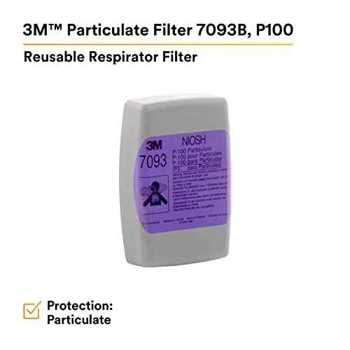 3M P100 Respirator Filter 7093B, 1 Pair, Helps Protect Against Oil and Non-Oil Based Particulates, Asbestos, Mold, Silica, Grinding, Sanding, Welding
