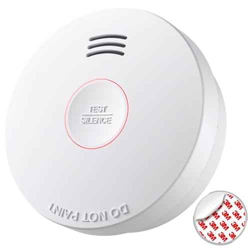 Smoke Detector 10 Year Battery, Smoke Fire Alarm with Photoelectric Sensor, Easy to Install with Magnetic Mount, Smoke Detectors with Silence Button & LED Lights for Home, 1 Pack