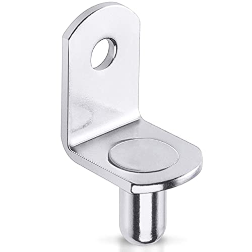 Cerpourt 40 Pcs Nickel Plated 1/4 Inch Shelf Support Pegs, L-Shaped Brackets for Cabinets & Bookcases, Silver